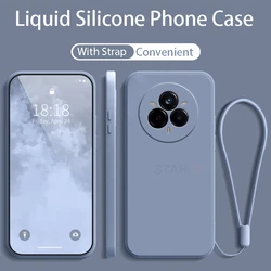 Liquid Silicone Phone Case with Lanyard - Original Strap Back Cover for Realme 11 Pro Plus (YTSS Lavender grey)