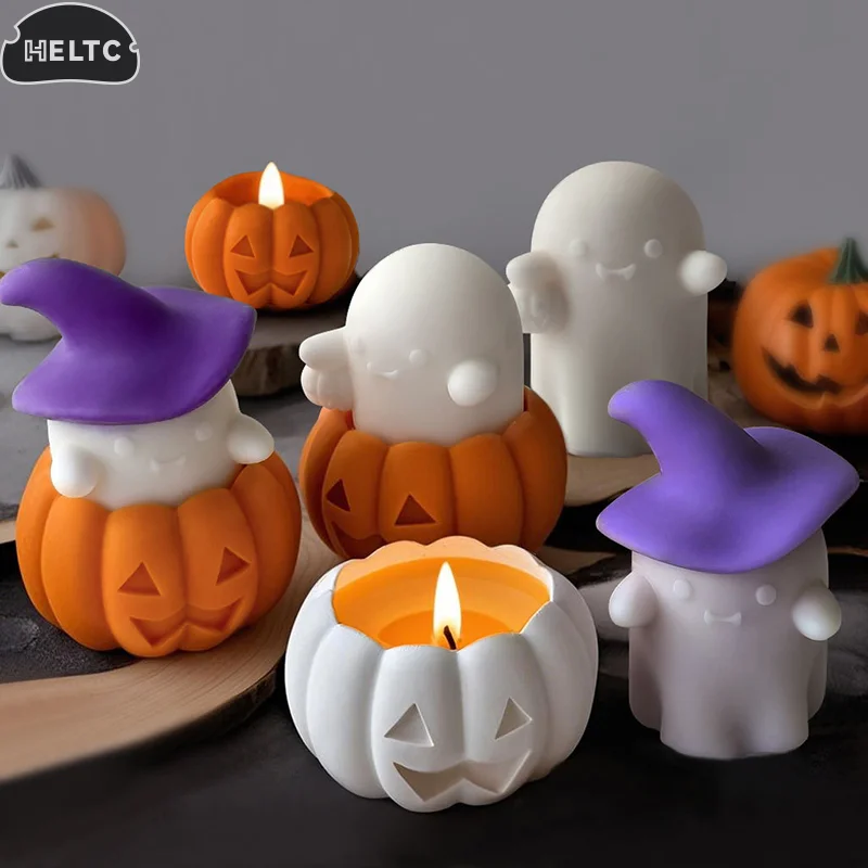 Halloween DIY Halloween Ghost Pumpkin Silicone Mold for Aromatherapy Candle 3D Pumpkin Candle Stand - Spooky Decor Crafting Tool - Image 3