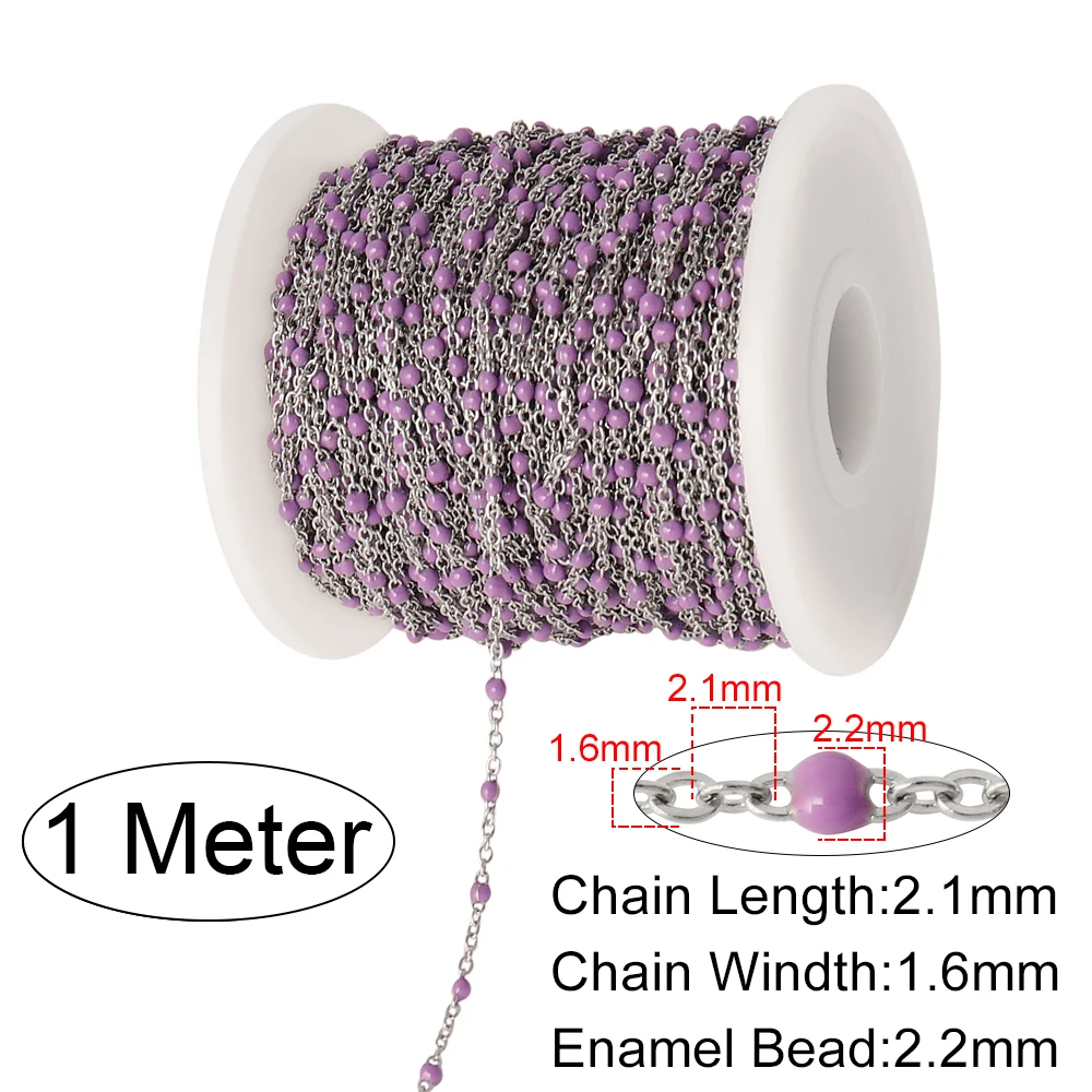 1 Meter Multi-Color Stainless Steel Enamel Flat Link Cable Chains