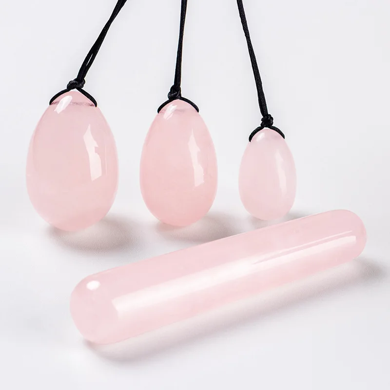 Pink Crystal Semi-Precious Stone Jade Egg Set Jade Vulva Egg Vulva Stone Massage Stick Egg Vulva Egg Set