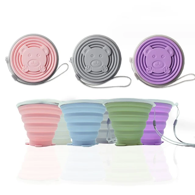 180/320ML Silicone Collapsible Travelling Cups Reusable & Portable Drinking Cup with Lids for Outdoor Hiking/Camping 3