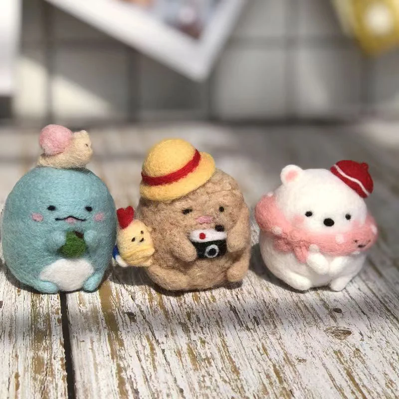 YOMICO Japanese Animation Sumikko Gurashi Plushie Toys Wool Felt Kit Needlework Gift Handmade Sewing Materials Accessories
