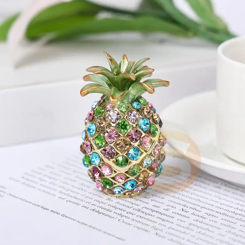 SHINNYGIFTS Full Diamond Style Miniature Pineapple Jeweled Trinket Box