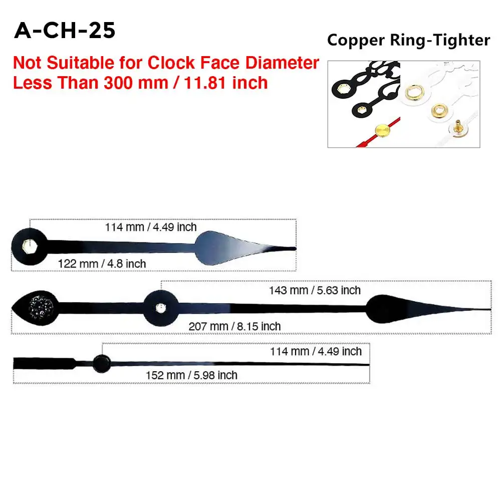 MCDFL Black Clock Hands Set Machinery Wall Mechanism Watch Needles Spring Driven and Motor Walnut DIY Watchmaker Accessories
