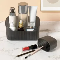 Organizer Desktop Storage Box Transparent Cotton Swab Container Makeup Brush Holder Bathroom Accessories Cosmetic Storage Box 1