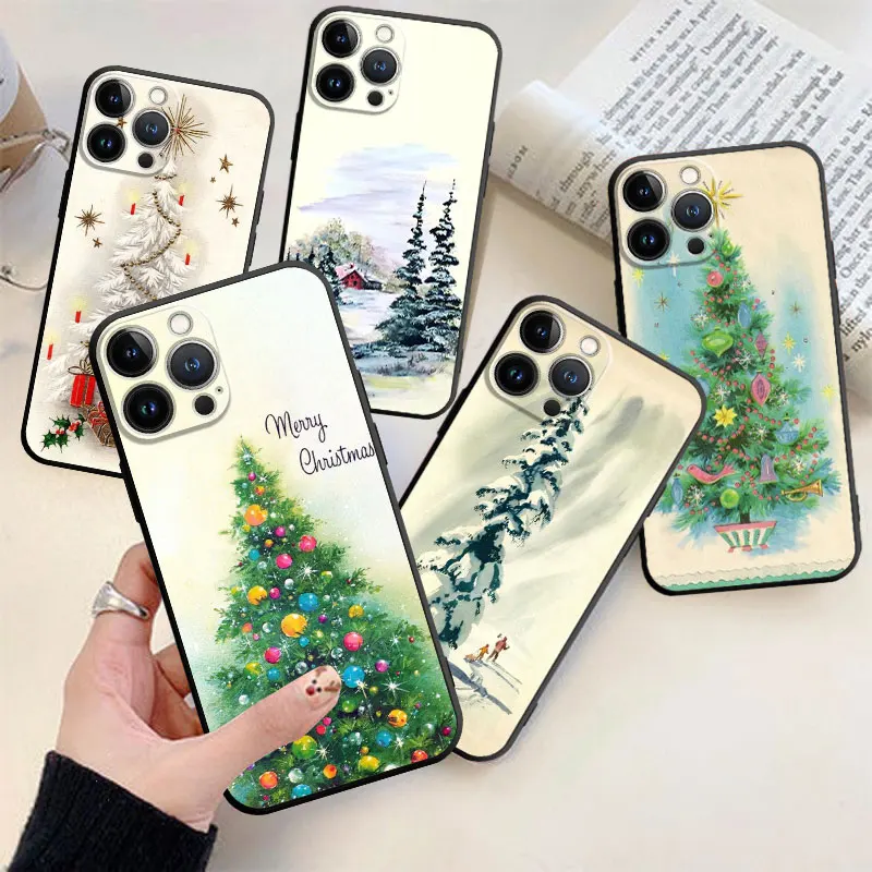 Merry Christmas Tree Painting Art Phone Case Per Apple Iphone Xs Max Xr X Xs 7Plus 8Plus 6 6S 5 5S Se Cover In Silicone Soft Shell