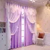 New Nordic Solid Color Double-layer Curtain Princess Style Pink Lace Semi Shade Curtain for Bedroom Living Room 3