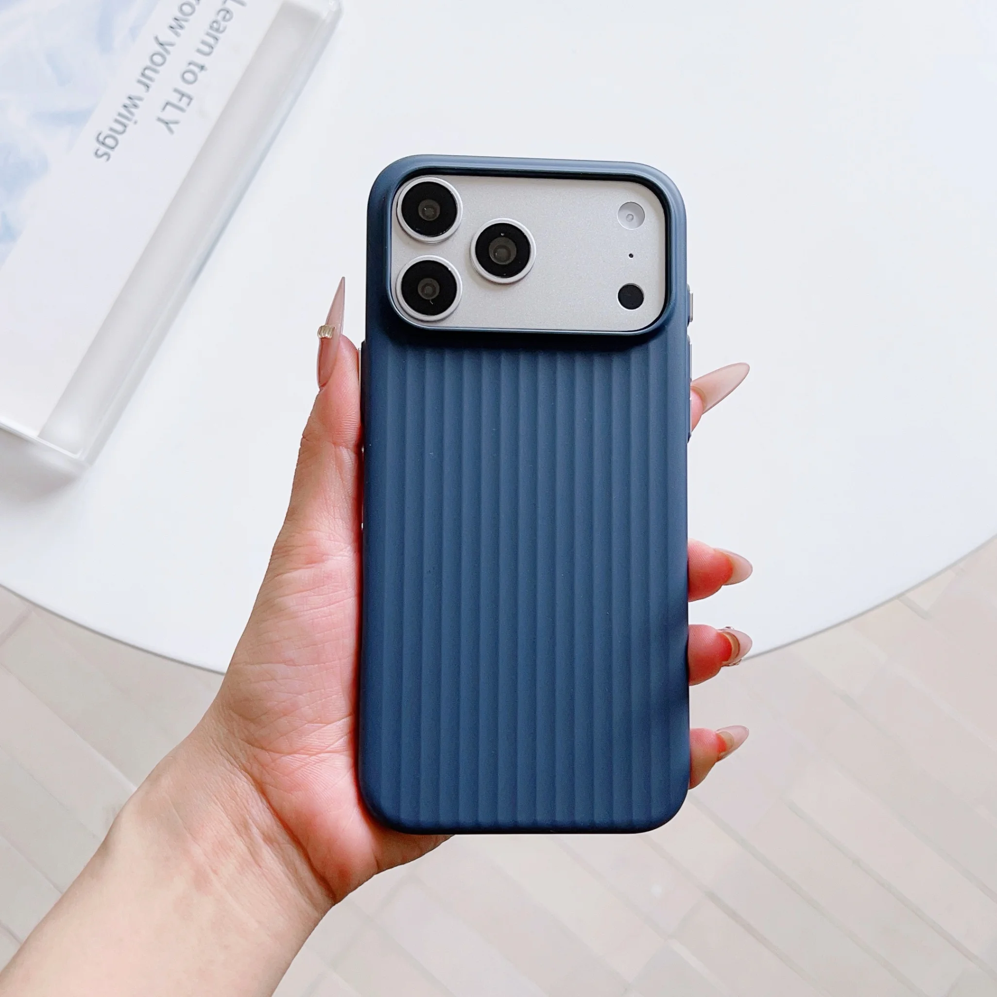 Slim Matte Striped Minimalist Luxury Phone Case with Wireless Charging & Shockproof Protection