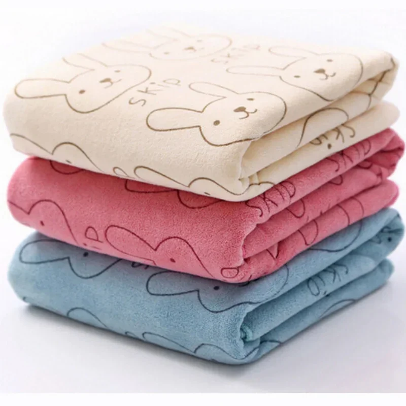 2pcs Children's cartoon does not lose hair thickened fiber absorbent soft dry hair face towel baby small towel
