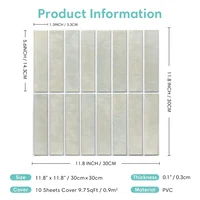 สติกเกอร์ติดกระเบื้อง3D 10ชิ้นกระเบื้องสีเขียวมีกาวในตัวสติ๊กเกอร์ติดกระเบื้องผนังห้องน้ำและแม่พิมพ์30x30cm 6