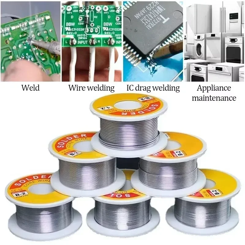 Soldering Wire Soldering Tin Wire Welding Wires 100g 0.5mm 0.6mm 0.8mm 1.0mm 1.2mm 1.5mm 2.0mm Soldering Tin Welding Wire Low Melting Soldering Rosin Solder Wire Roll