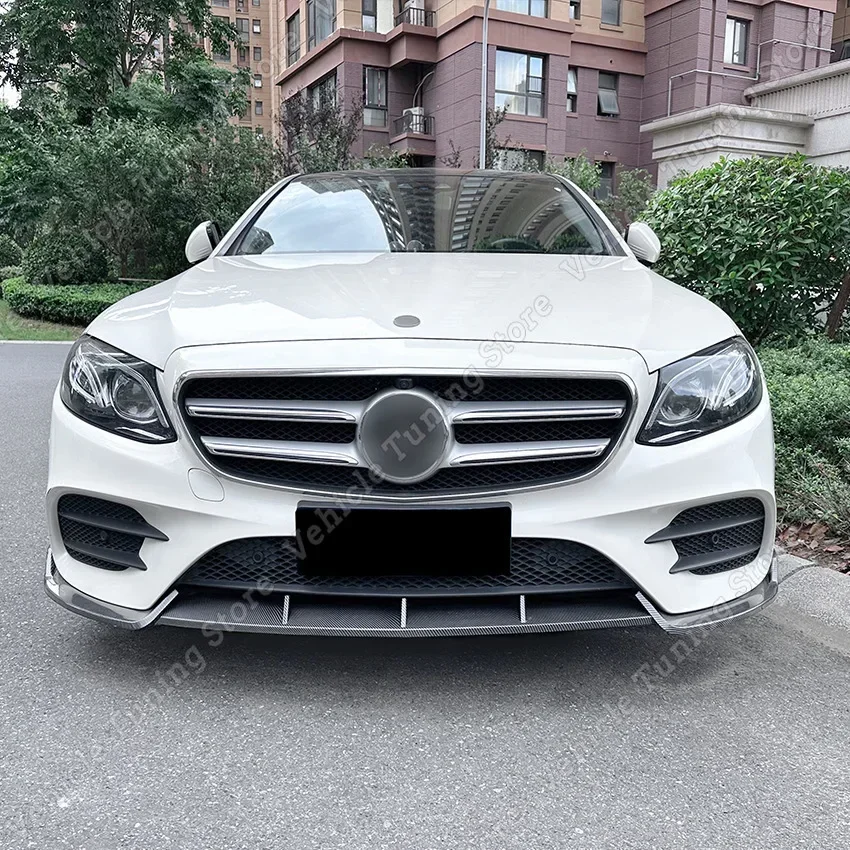 Car Front Bumper Lip Front Shovel Exterior Canard Splitter For Mercedes Benz E Class W213 E260 E300 E43 AMG 2016-2020 ABS