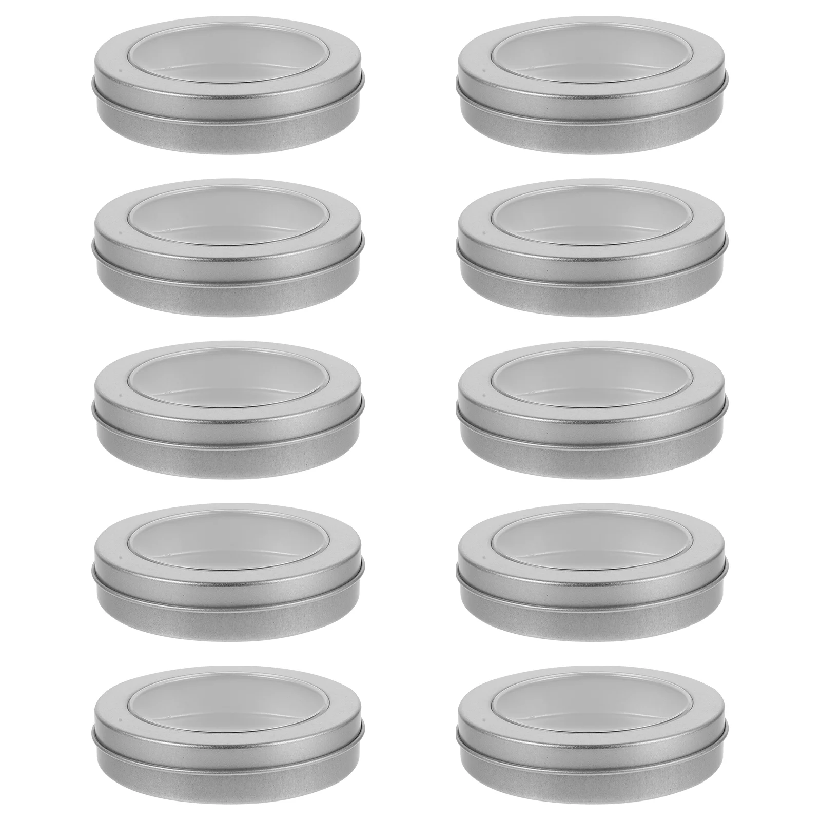 

Metal Tin Jar 10Pcs Round Tin Container Candy Cookie Holder Clear Lid Refillable Mini Item Containers Jewelry Sundries Organizer
