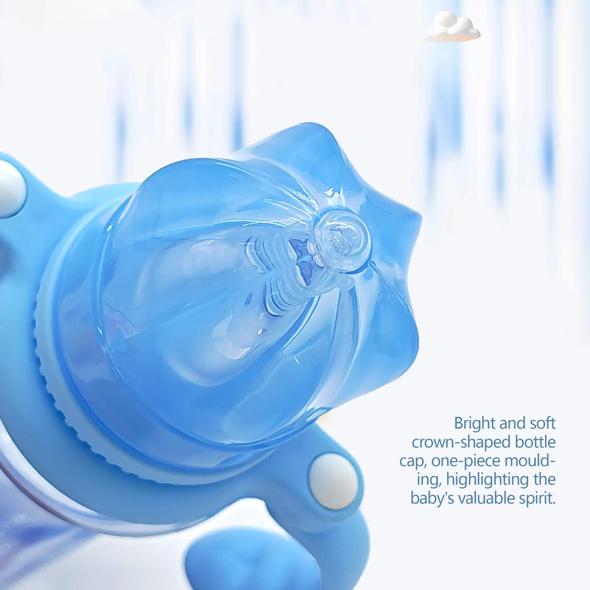240ml cartoon baby PP bottle, 0-3 years old newborn imitation breastmilk nipple bottle, collapsible handle, BPA-free