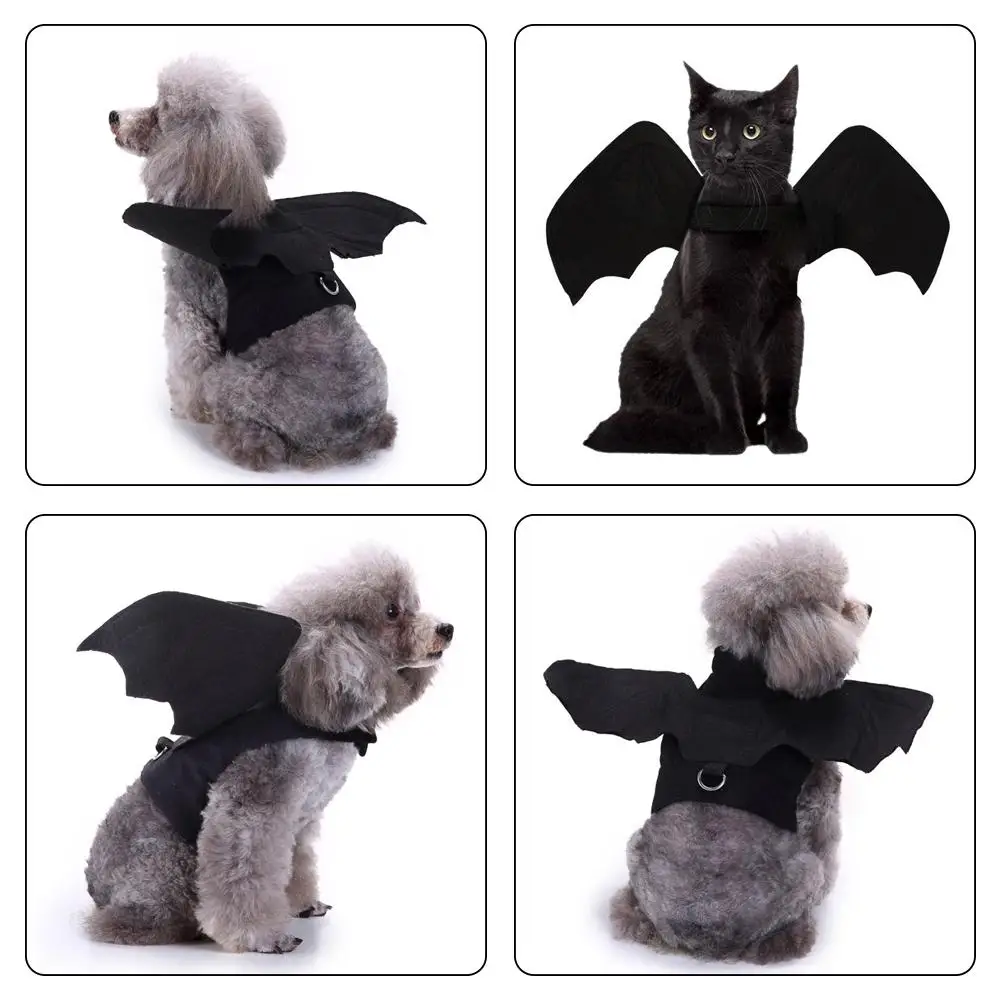 Pet Bat Wings Clothing For Halloween Dog Cats Costume Funny Batsuit Costumes For Fancy Dress Pet Holiday Atmosphere Attire R9U5 funny pet dog cat hat star pumpkin ghost bat costume cap for cat dog halloween headwear fancy dress party pet accessories