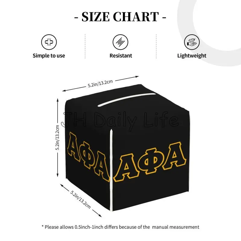 Alpha Phi Alpha Print Tissue Box Cover Leather Tissue Box Holder Square Decor for Living Room Bedroom Bathroom Home Office Car 3