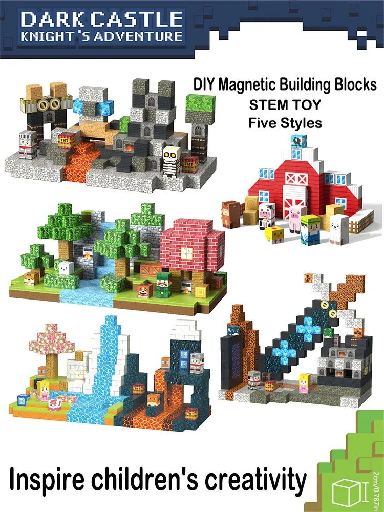 3D Magnetic Building Blocks Set Creative Cube Bricks DIY Architectural Model Kids STEM Toys Christmas Gifts For Boys And Girls