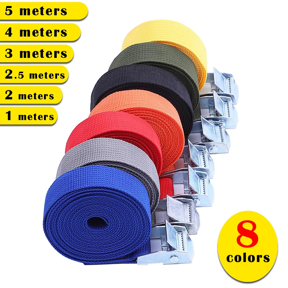 1 to 5 Meter Tie Down Strap Strong Ratchet Belt Luggage Bag Cargo