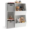 Kids Toy Storage Organizer with Bookcase, Children Bookshelf and Toy Storage Bins for Toddlers, Wooden Storage Cabinet 1