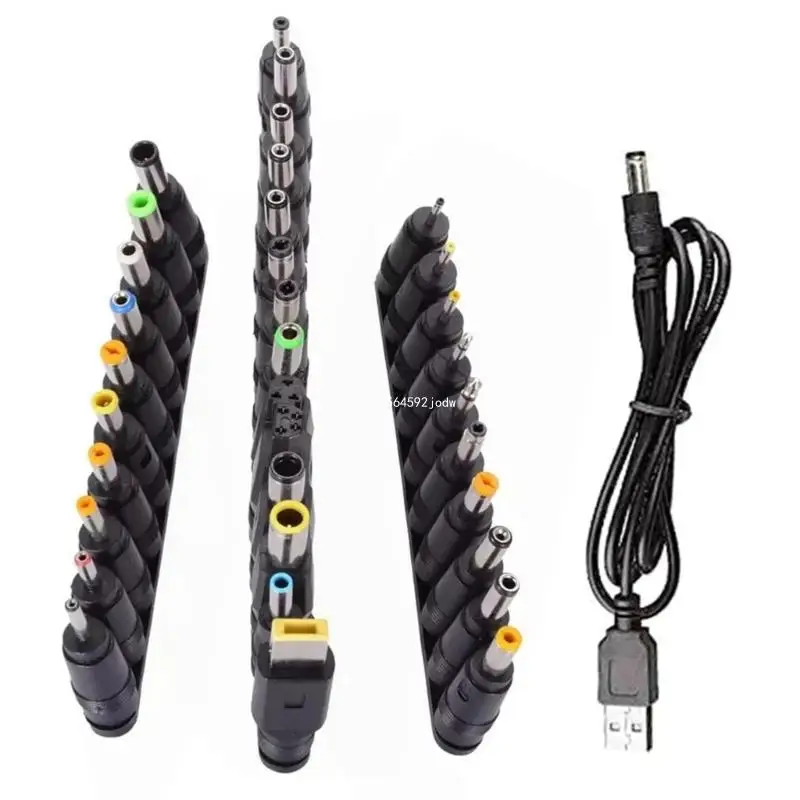 

Usb to BarrelJack Adapter 5.5x2.1mm 34PCS Tips USB toDC Power Socket Universal Connector 5.5x2.1mm Power Supply Dropship