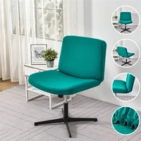 Wide Back Chair Cover Armless Office Desk Swivel Chair Slipcovers Stretch Spandex Computer Seat Covers Solid Color Home Study 1
