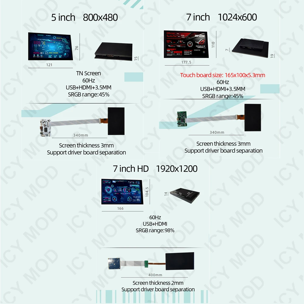 Ekran dodatkowy HD PC 5 Cal 7 Cal es dotykowy wyświetlacz monitora 4k CPU 1920*1200 detektor danych temperatury Aida64 IPS 1024*600 3 Ekran dodatkowy HD PC 5 Cal 7 Cal es dotykowy wyświetlacz monitora 4k CPU 1920*1200 detektor danych temperatury Aida64 IPS 1024*600 3