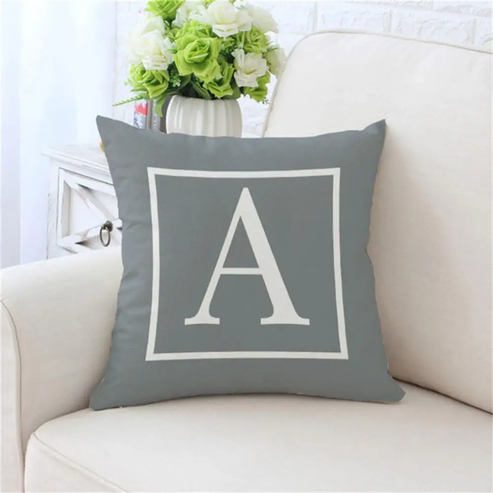 for Sofa Case Polyester Pillowcase 45x45cm Pillow Cushion Cover Gray English Letter Print Cushion Pillowcover cuscini decorativi