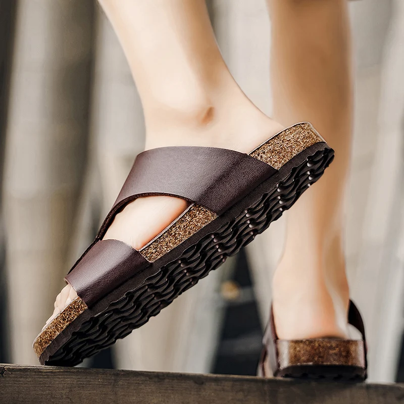 Men's Summer Cork Clogs, Anti-slip Casual Outdoor Slides_voghion.com