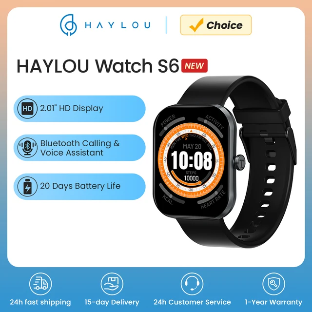 HAYLOU Watch S6 Voice Calling Smart Watch Men Health Monitoring IP68 Waterproof Smart Notifications Voice Assistant Smartwatch