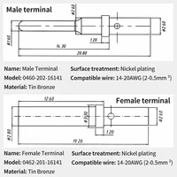 50PCS DT 1.5mm Series Stainless Steel Pin Contact 0462-201-16141 0460-202-16141,16AWG Deutsch Crimp Solid Female & Male Terminal 3