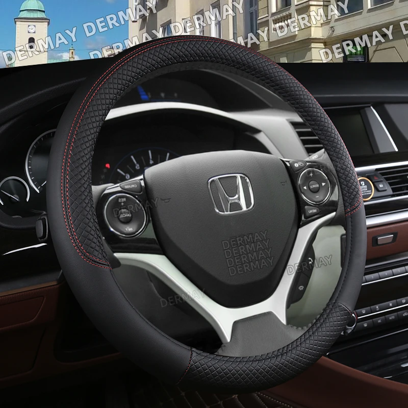 자동차 핸들 커버 Honda Civic 용 인조 가죽 스퀘어 엠보싱 2004 2006 2007 2008 2009 2012 2013 2014 자동차 액세서리