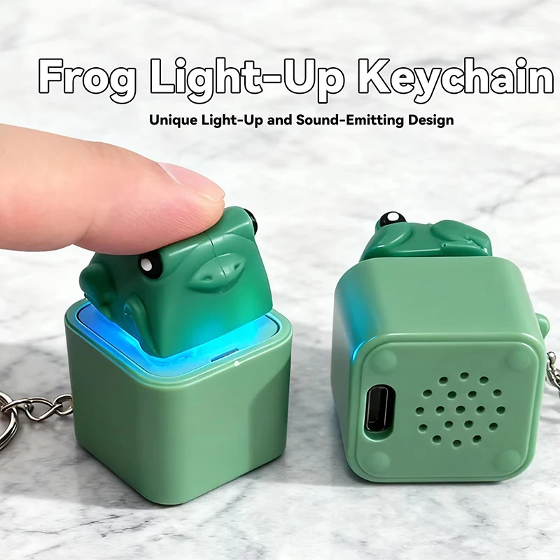 Jardme Funny Voice Duck Shapes Keychain Rechargeable Keyboard Fidget Clicker Sound With LED Light For Stress Relief