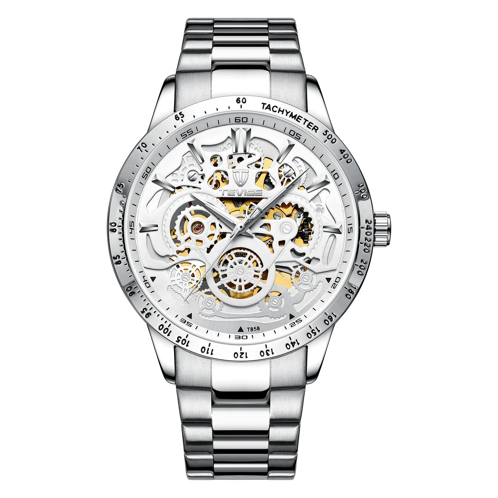 Men's watch hollow mechanical watch steel band men's Watch 