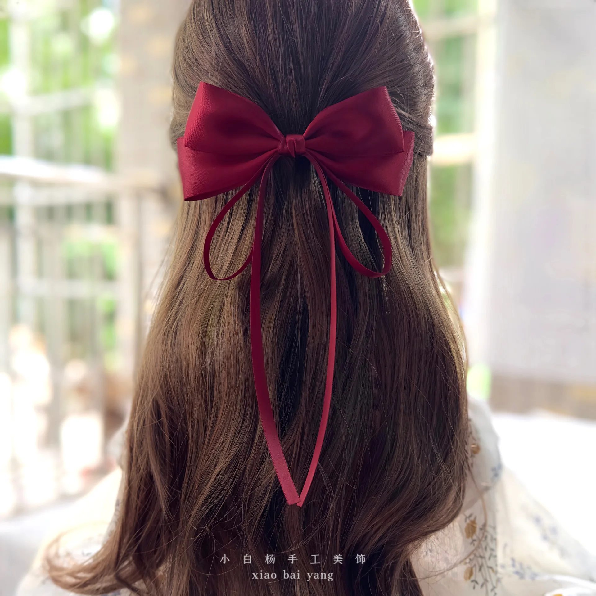 Vintage beige Haarschleifen-Clips, trendige lange Band-Haarspangen, Haarschmuck für Damen und Mädchen, Accessoires, Hochzeitsschmuck, Haargummis – Detail 6