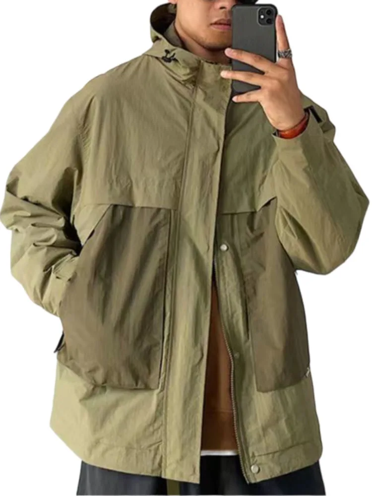 

Army Bomber Jacket Large Pocket Men Spring Autumn Outdoor Hoodie Harajuku Casual Loose Coat Tops Fishing Mountaineering Coat