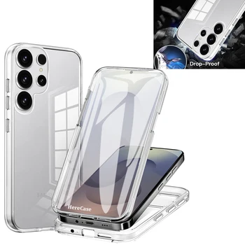 Custodia per telefono trasparente a copertura totale 360 per Samsung Galaxy S26 Ultra 5G S26 Plus S 26 2025 Doppio schermo laterale Proteggi la cover posteriore