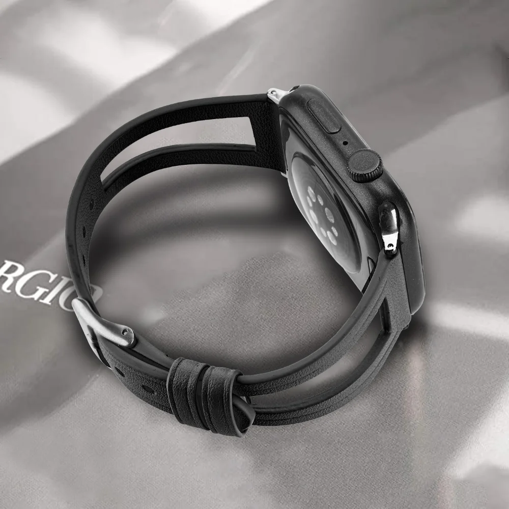 Leather Strap for Apple Watch 45mm 41mm 44mm 40mm 42mm 38mm High-quality Bracelet Wristband for iWatch 8 7 6 5 4 3 SE Ultra 49mm