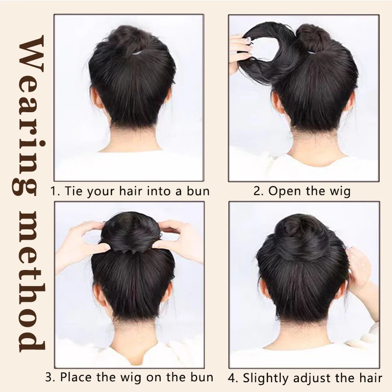 버드네스트 미트볼 가발 헤어 후프 여성용 수축 가능 컬링 합성 가발 패키지 가발 번
