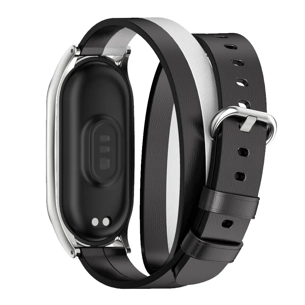 Elegant Leather Double-Loop Smart Watch Wristband Replacement Strap
