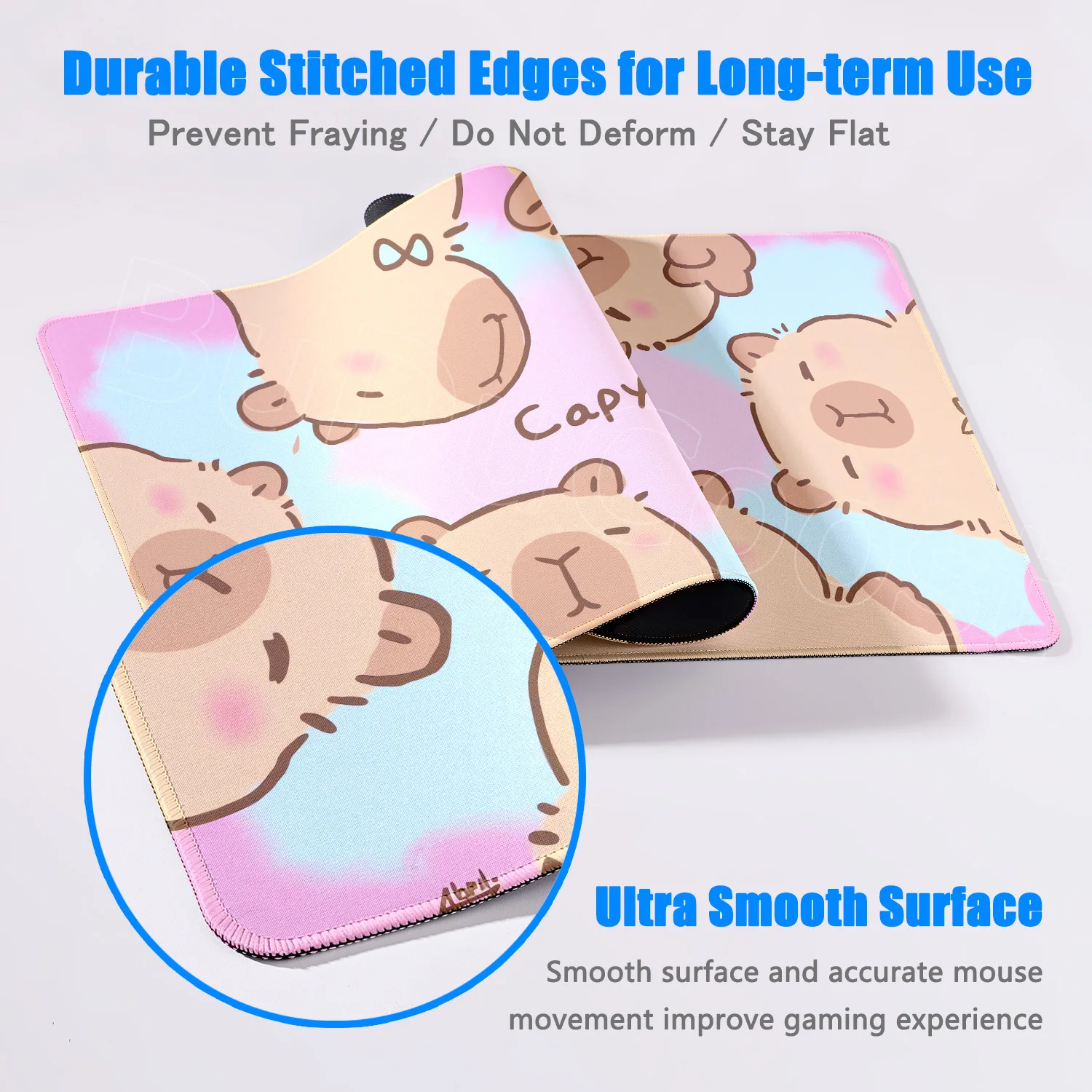 Large Cute Capybara Cartoon Mouse Pad - Non-Slip Rubber Office Decor Kawaii Anime Desk Mat Rug