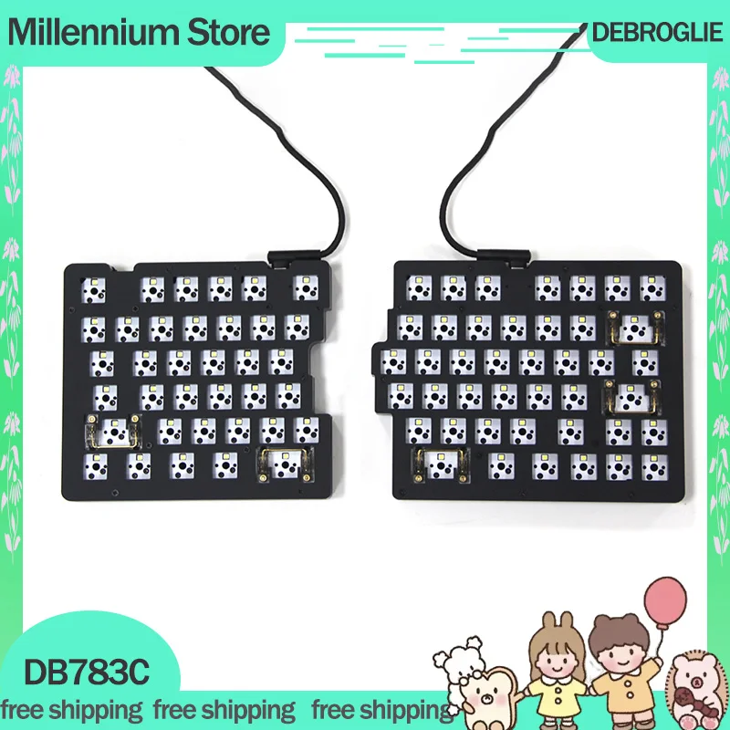 DEBROGLIE 핫 스왑 기계식 키보드, 프로그래밍 가능 CSA 키캡, LED PBT USB 유선 키보드, DB783C 분할 키보드, 78 키