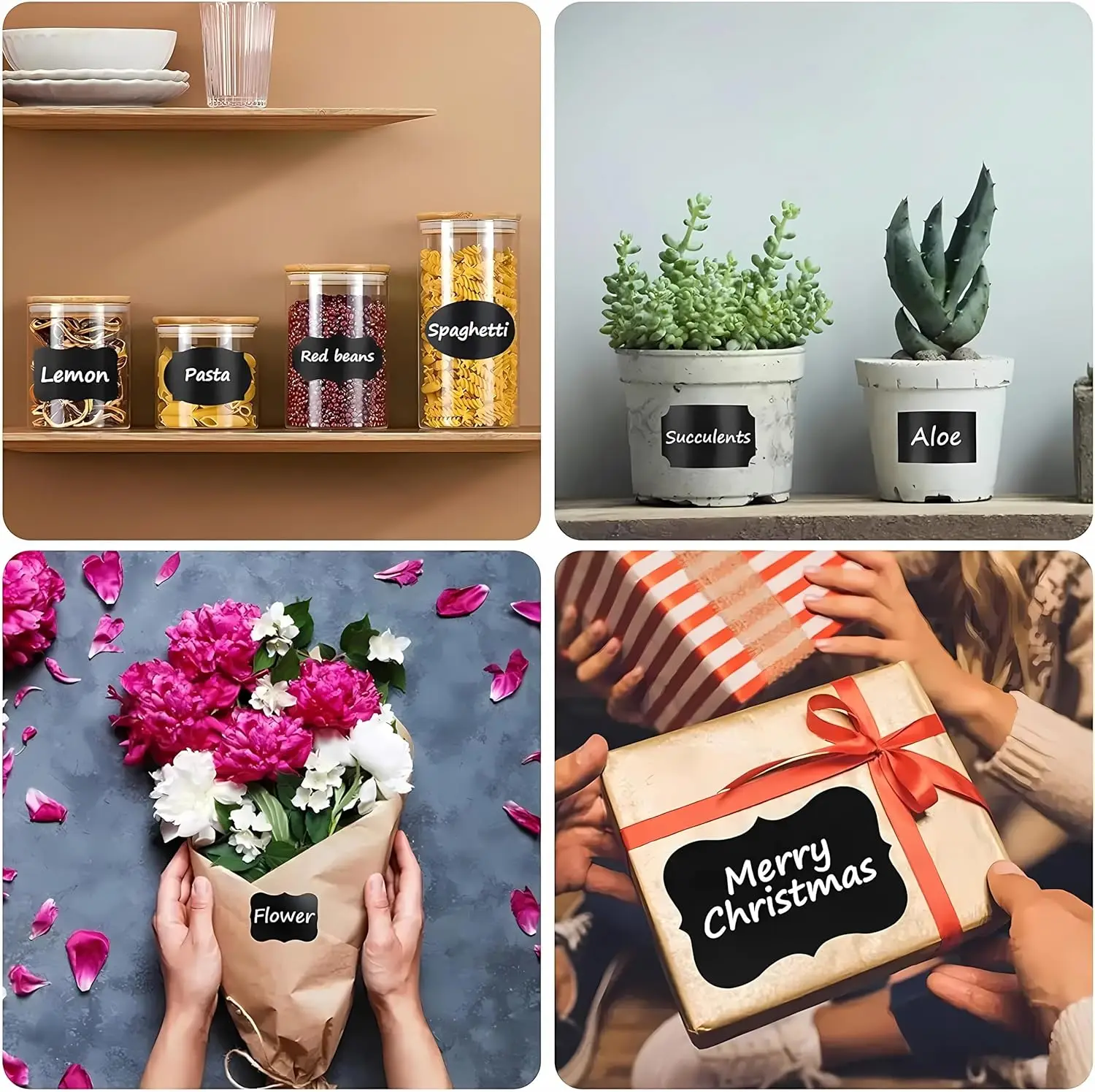 Erasable Chalkboard Labels 120pcs Assorted Shapes Removable Label Stickers Storage Bins Jars Bottle Labels Food Label Craft