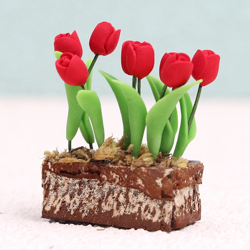 1Pcs 1:12 Dollhouse Miniature Potted Plant Pot Green Leafed Plant Garden Balcony Decoration Dollhouse Collection Kids' Toys 4