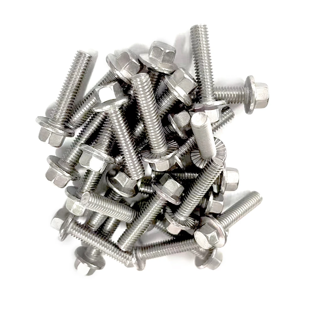 

30 Sets M6x1.0-20mm Flanged Hex Head Bolts, Flange Hexagon Screws,Stainless Steel M6 Flange Bolt and Nuts,Washer (304)