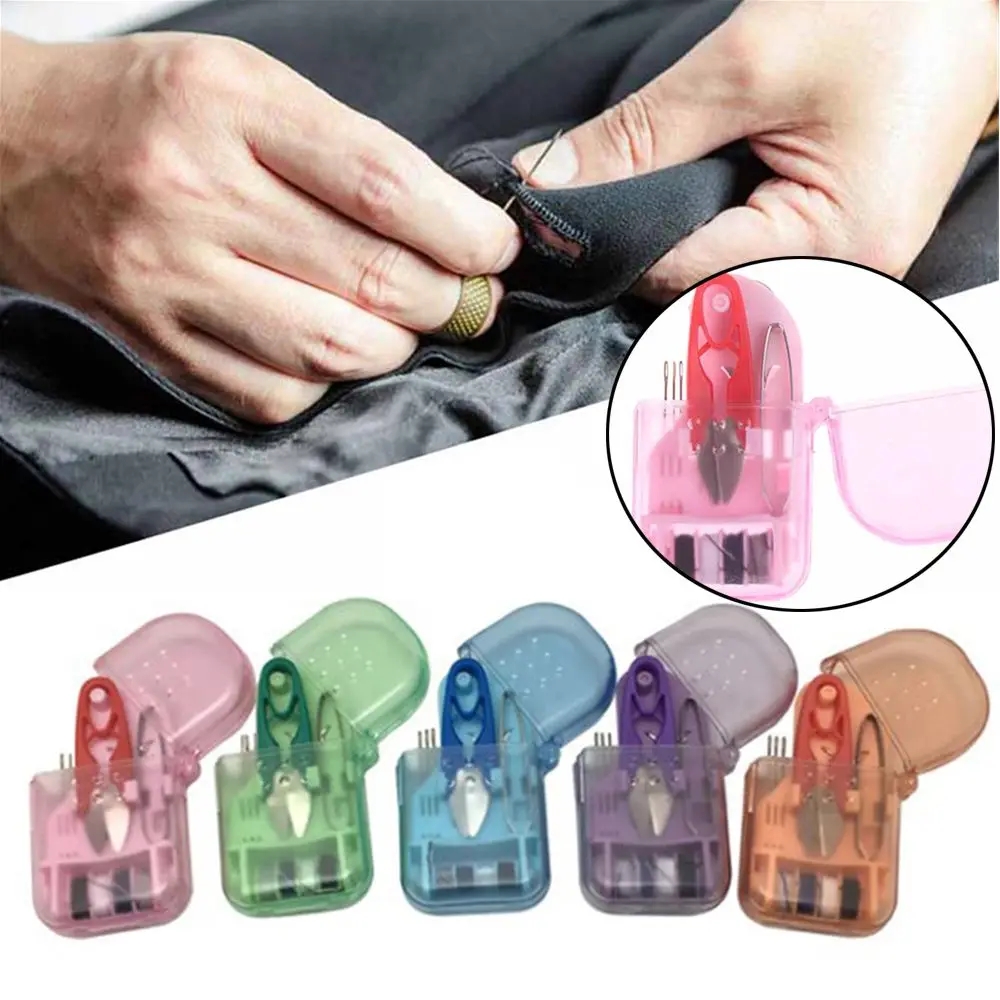 1Set Mini Portable Travel Sewing Kit Home Sewing Thread Needle Embroidery Stitching Thimble Storage Box Handwork Tool DIY Craft