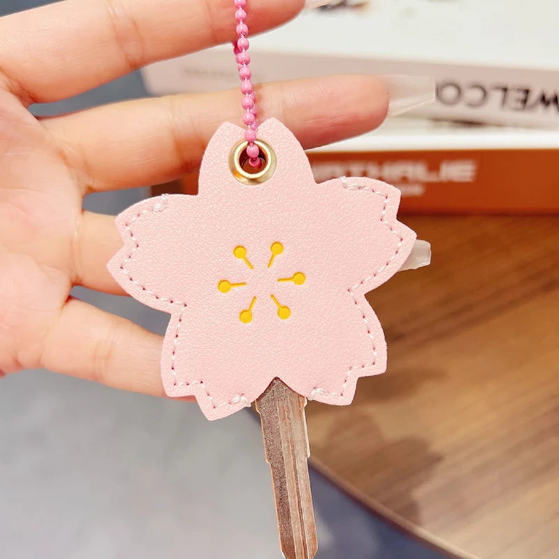 Flower Cartoon Mini Key Case Cute Leather Water Drop Access Control Card PU Protective Case Unique Design Kawaii Key Cover New