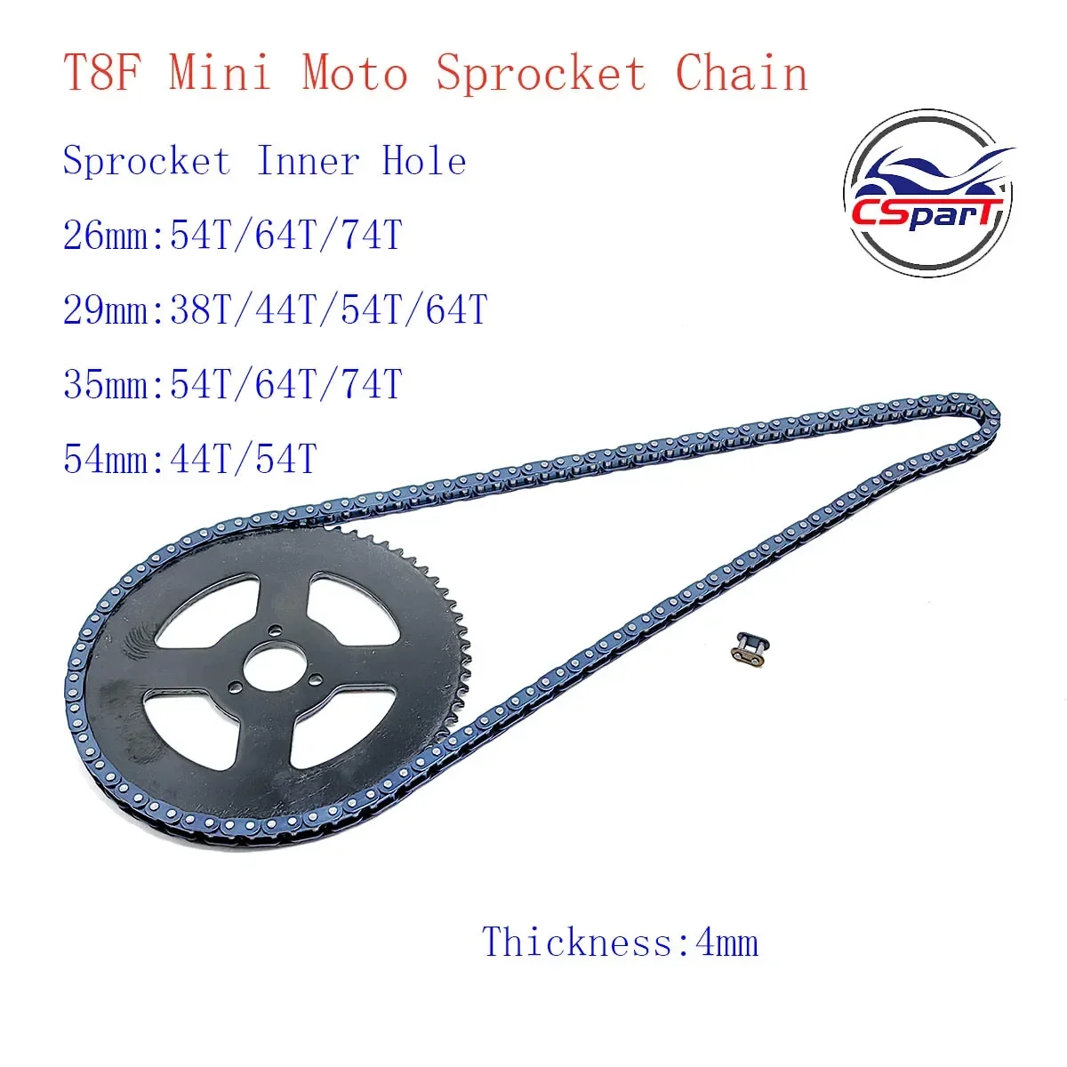Tooth 38T 44T 54T 64T 74T T8F 26MM 29MM 35MM 54MM Rear Sprocket Mini Moto ATV Quad Dirt Pit Pocket Bike Cross