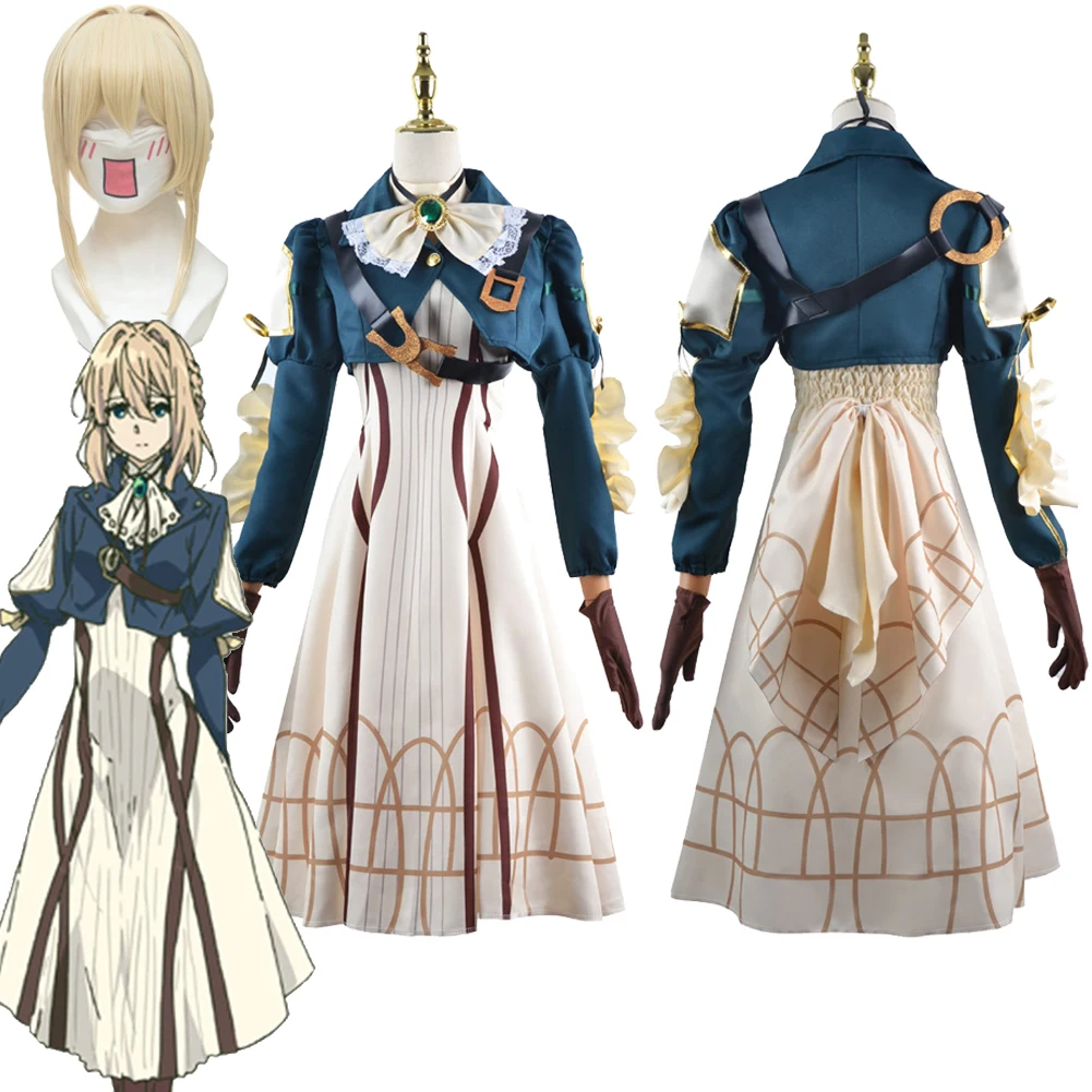 

Парики для косплея аниме Evergarden женские, фиолетовые карнавальные костюмы для Хэллоуина, ролевых игр, одежда для маскировки, ролевых игр