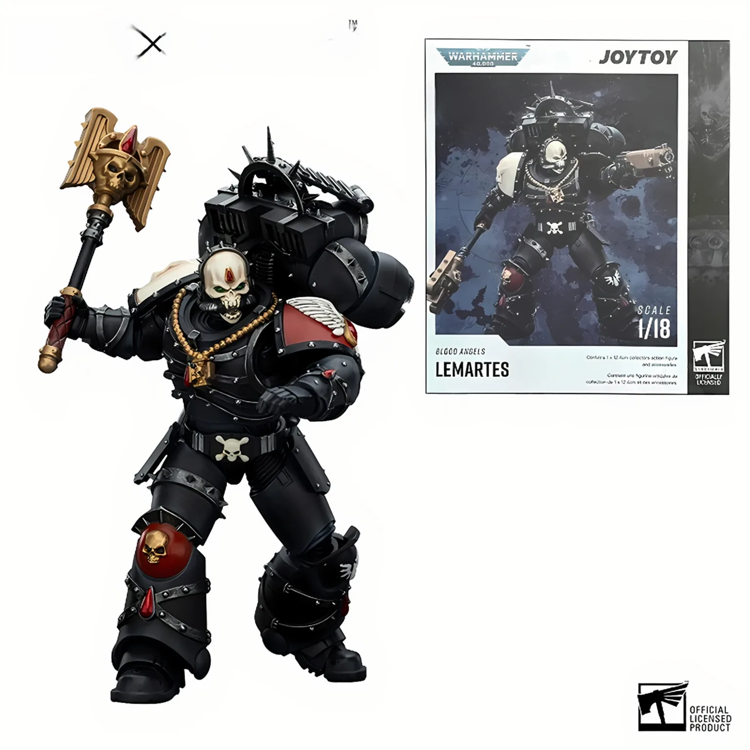 JOYTOY Warhammer 40k – Figura De Blood Angels Lemartes 1/18 Con Mochila Propulsora Y Armas