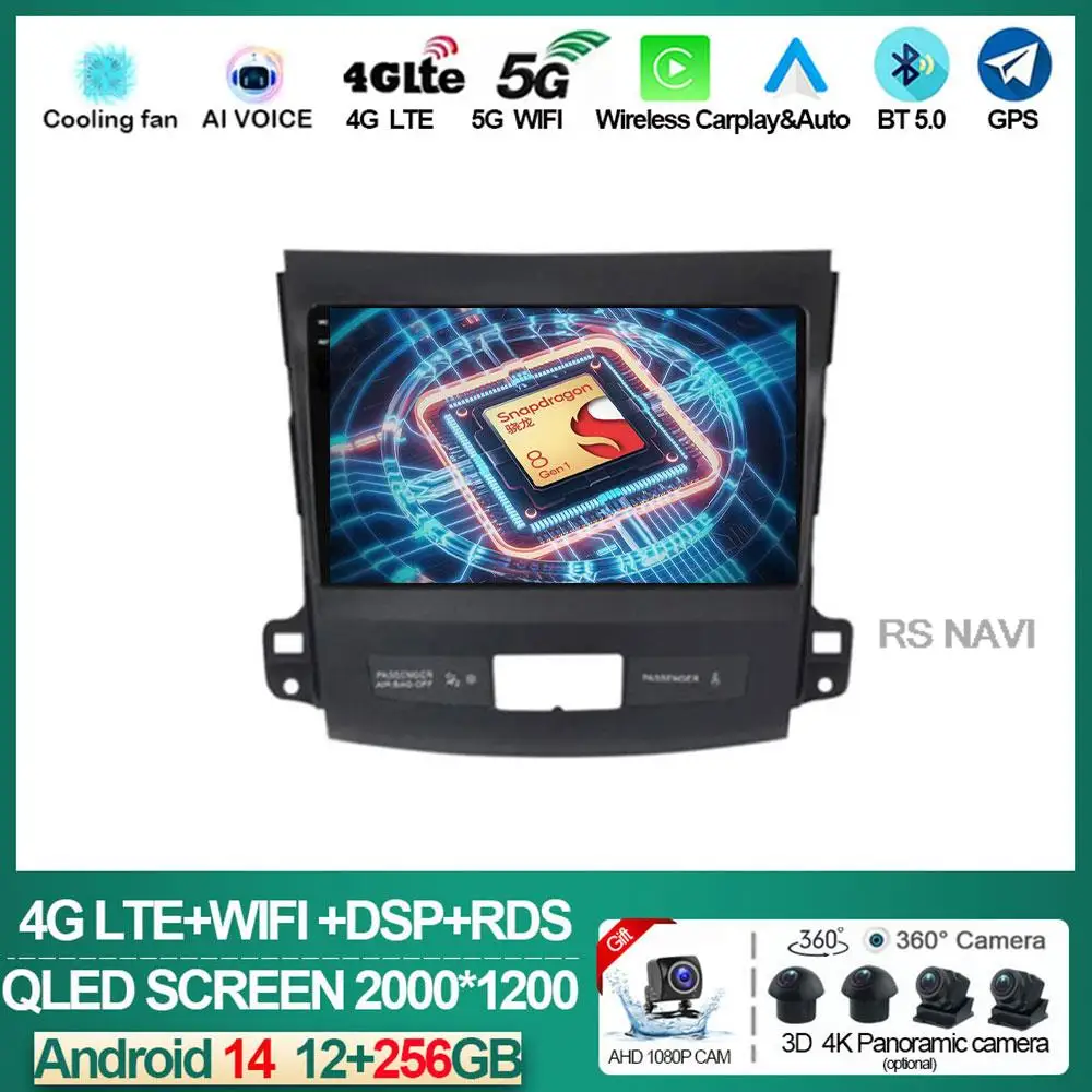 

Автомагнитола на Android 14 для Mitsubishi Outlander Xl 2 2005 - 2011 мультимедийный плеер 2 Din Carplay Стерео GPS DVD головное устройство